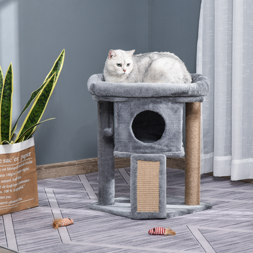PawHut™ Lux-Paws 2-Tier Cat Activity Centre with Scratching Post