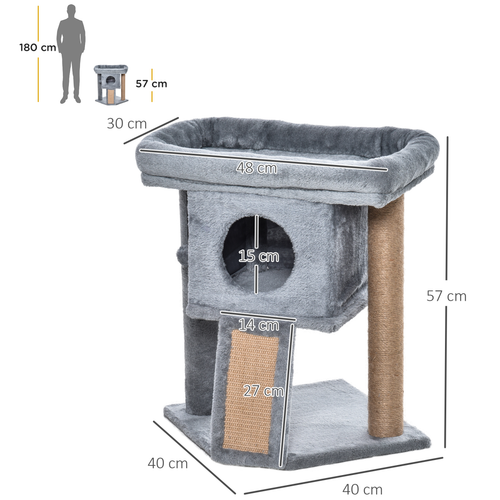 PawHut™ Lux-Paws 2-Tier Cat Activity Centre with Scratching Post