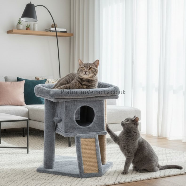 PawHut™ Lux-Paws 2-Tier Cat Activity Centre with Scratching Post